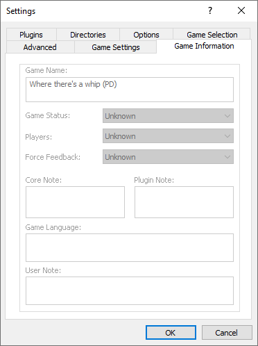 Game Information Dialog