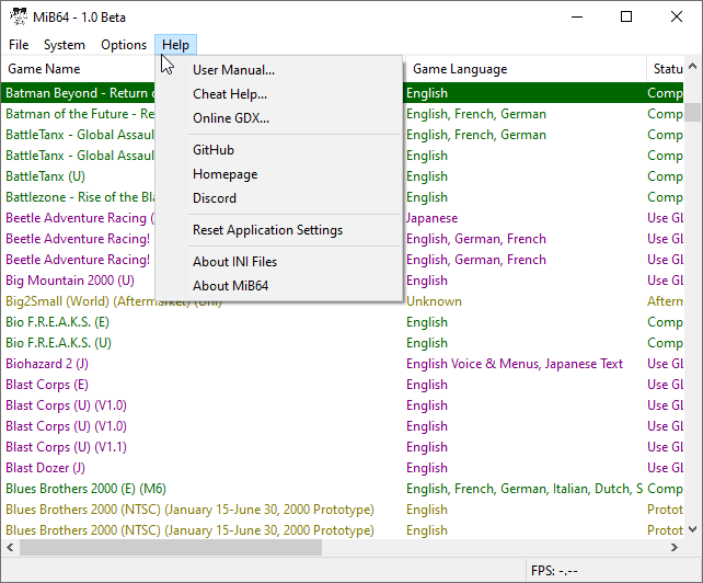 Help Menu